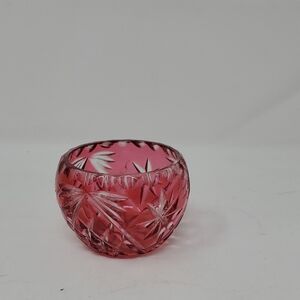 Pink Cut Glass Votive Holder Trinket Holder